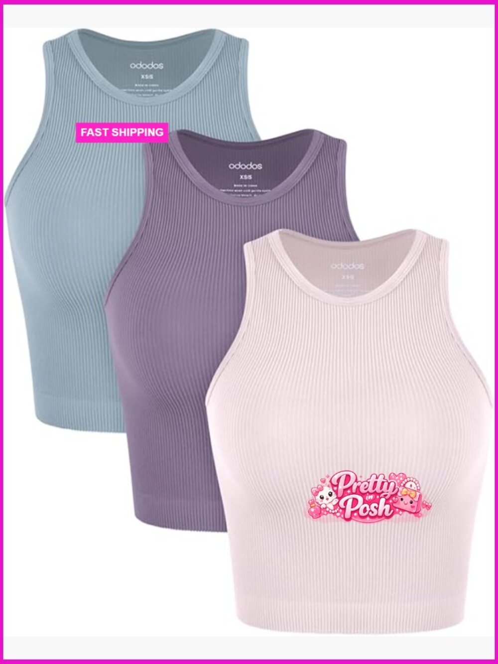 Seamless Ribbed Crop Tank Top for Women High Neck Workout Yoga Tops